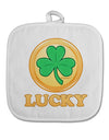 Shamrock Button - Lucky White Fabric Pot Holder Hot Pad by TooLoud-Pot Holder-TooLoud-White-Davson Sales