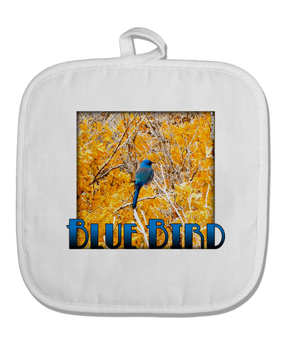 Blue Bird In Yellow Text White Fabric Pot Holder Hot Pad-Pot Holder-TooLoud-White-Davson Sales