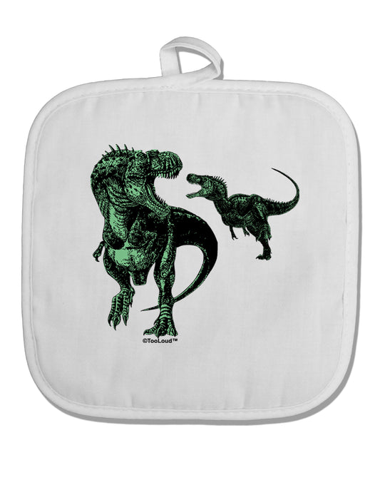 Jurassic Dinosaur Design 1 White Fabric Pot Holder Hot Pad by TooLoud-Pot Holder-TooLoud-White-Davson Sales