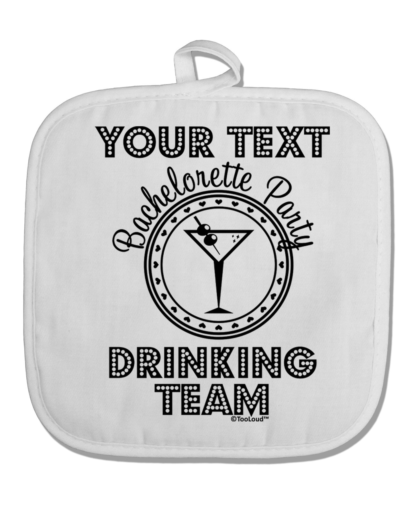 Personalized -Name- Bachelorette Party Drinking Team White Fabric Pot Holder Hot Pad-Pot Holder-TooLoud-White-Davson Sales