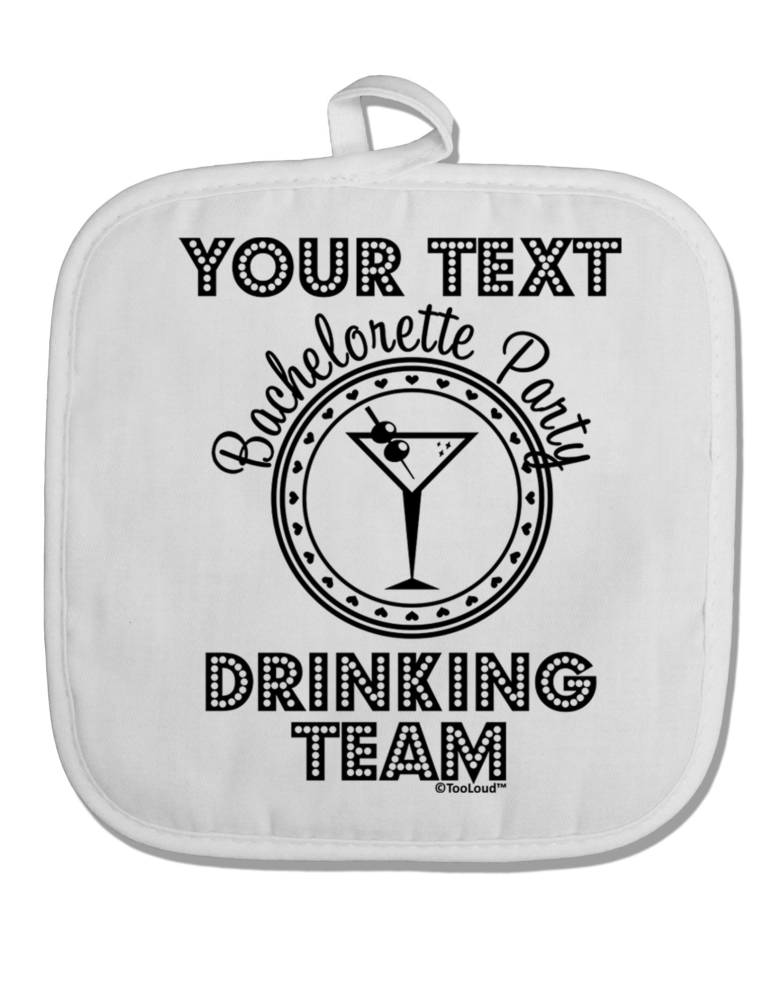 Personalized -Name- Bachelorette Party Drinking Team White Fabric Pot Holder Hot Pad-Pot Holder-TooLoud-White-Davson Sales
