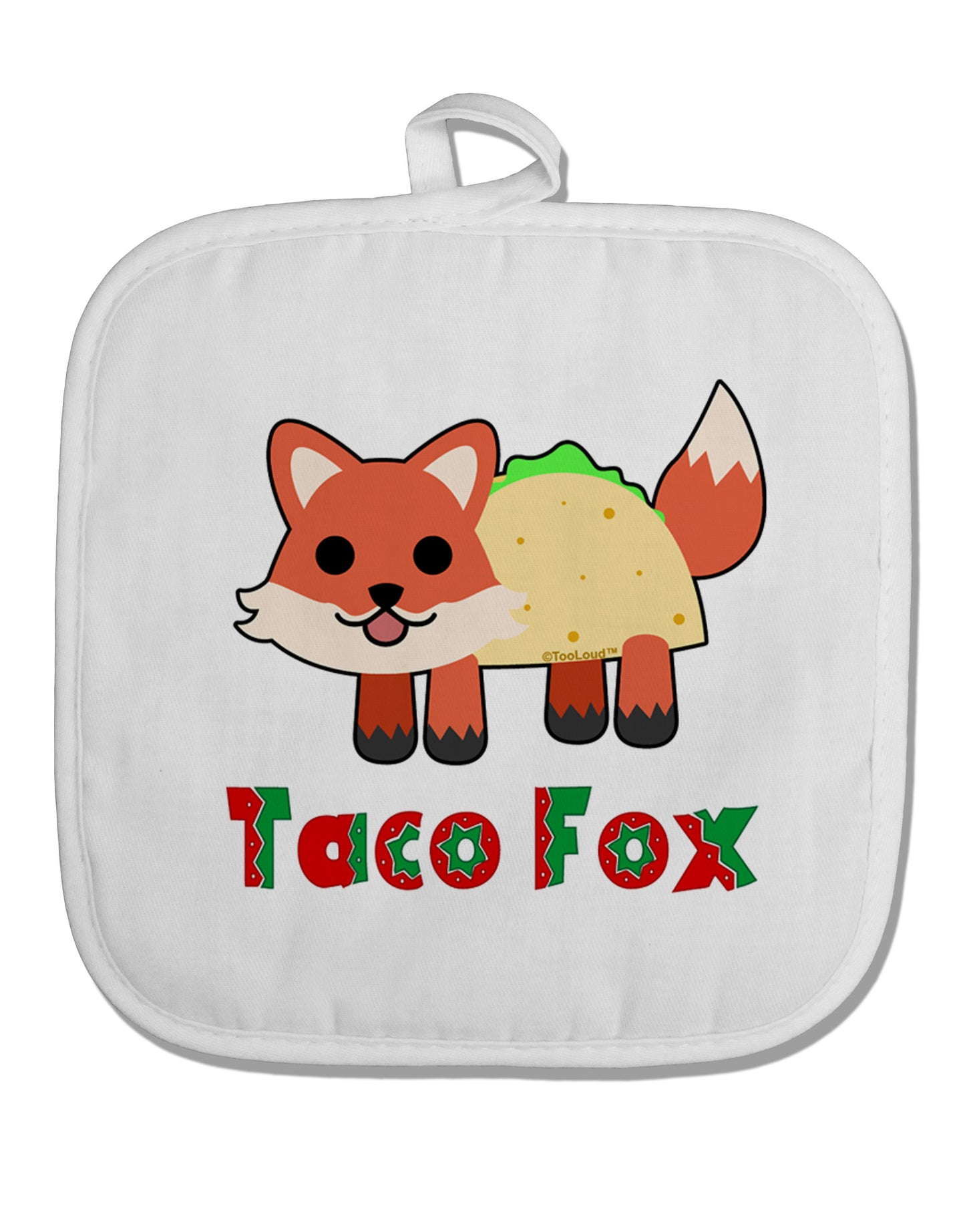 Cute Taco Fox Text White Fabric Pot Holder Hot Pad-Pot Holder-TooLoud-White-Davson Sales