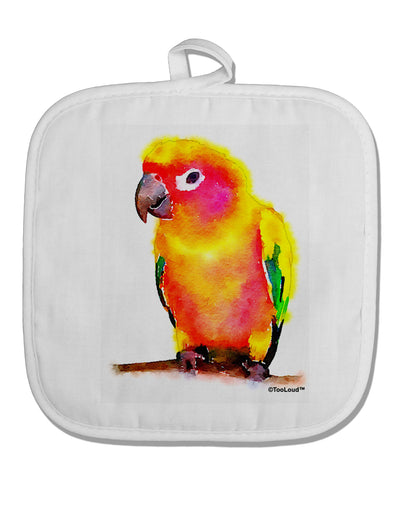 Sun Conure Parrot Watercolor White Fabric Pot Holder Hot Pad-Pot Holder-TooLoud-White-Davson Sales