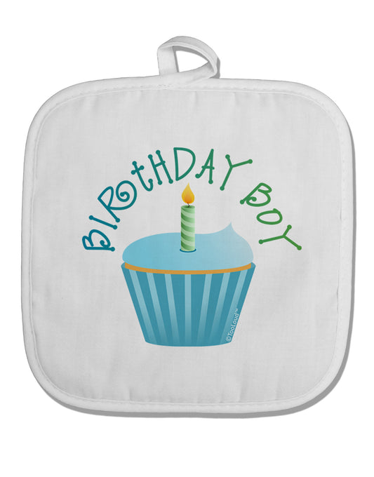 Birthday Boy - Candle Cupcake White Fabric Pot Holder Hot Pad by TooLoud-Pot Holder-TooLoud-White-Davson Sales