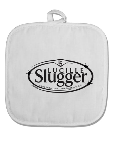 Lucille Slugger Logo White Fabric Pot Holder Hot Pad by TooLoud-Pot Holder-TooLoud-White-Davson Sales