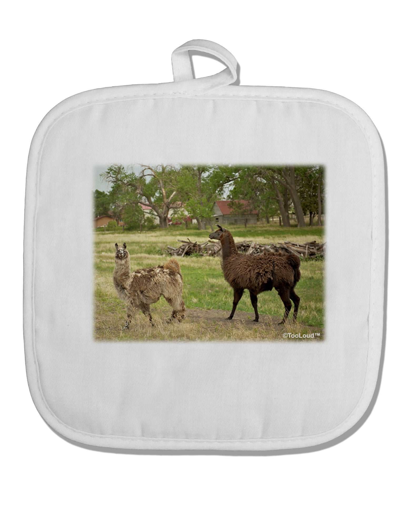 Standing Llamas White Fabric Pot Holder Hot Pad by TooLoud-Pot Holder-TooLoud-White-Davson Sales