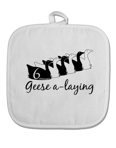 Six Geese A laying Text White Fabric Pot Holder Hot Pad-Pot Holder-TooLoud-White-Davson Sales