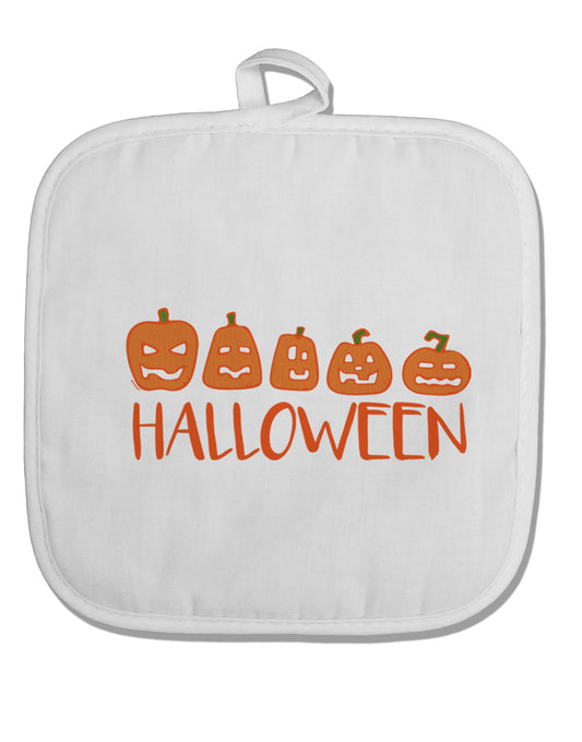 TooLoud Halloween Pumpkins White Fabric Pot Holder Hot Pad-PotHolders-TooLoud-Davson Sales
