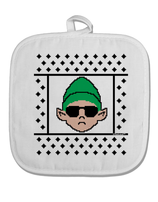 Cool Elf Christmas Sweater White Fabric Pot Holder Hot Pad-Pot Holder-TooLoud-White-Davson Sales