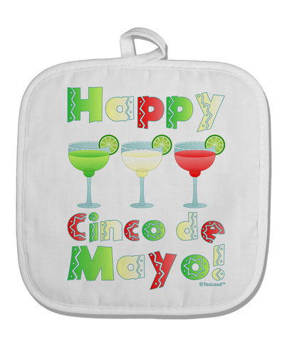 Margaritas - Mexican Flag Colors - Happy Cinco de Mayo White Fabric Pot Holder Hot Pad by TooLoud-Pot Holder-TooLoud-White-Davson Sales