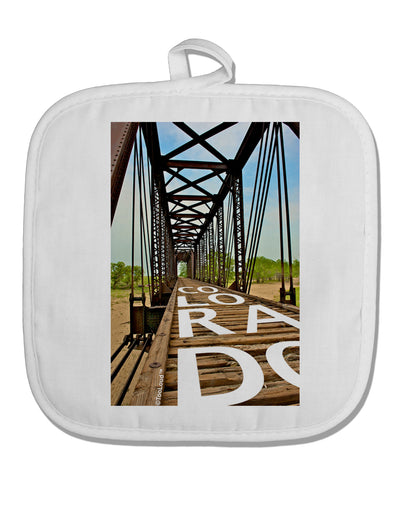 Colorado Bridge Text White Fabric Pot Holder Hot Pad-Pot Holder-TooLoud-White-Davson Sales