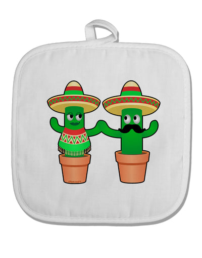 Fiesta Cactus Couple White Fabric Pot Holder Hot Pad by TooLoud-Pot Holder-TooLoud-White-Davson Sales