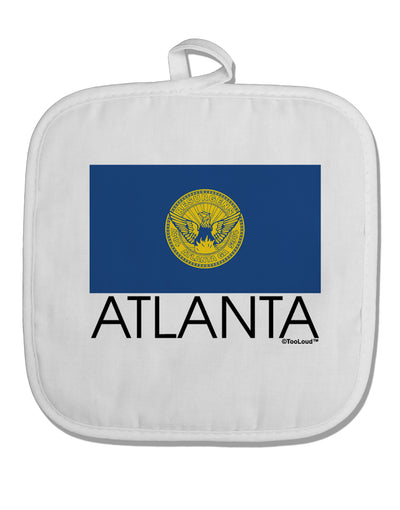 Atlanta Georgia Flag Text White Fabric Pot Holder Hot Pad by TooLoud-Pot Holder-TooLoud-White-Davson Sales