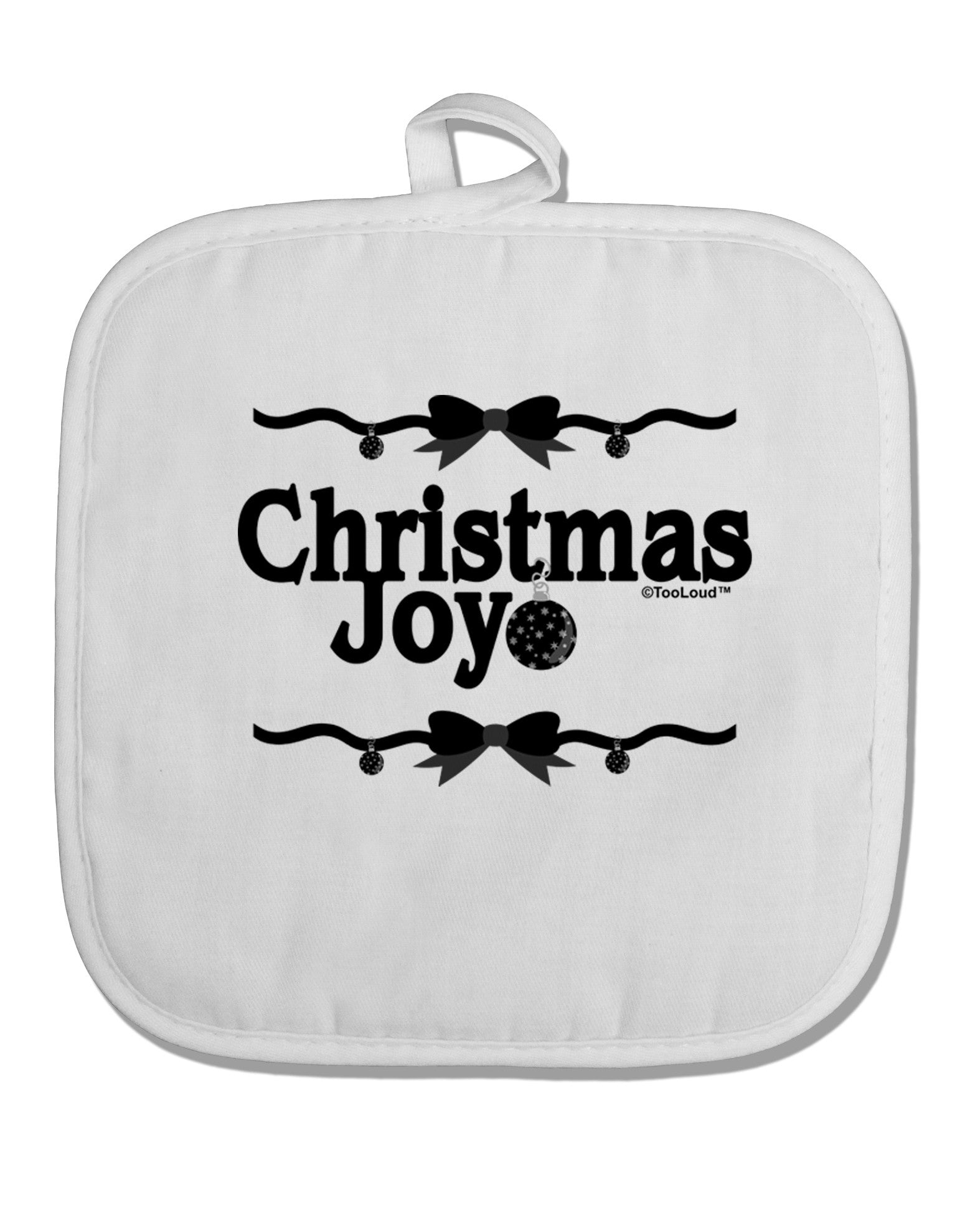 Christmas Joy BnW White Fabric Pot Holder Hot Pad-Pot Holder-TooLoud-White-Davson Sales