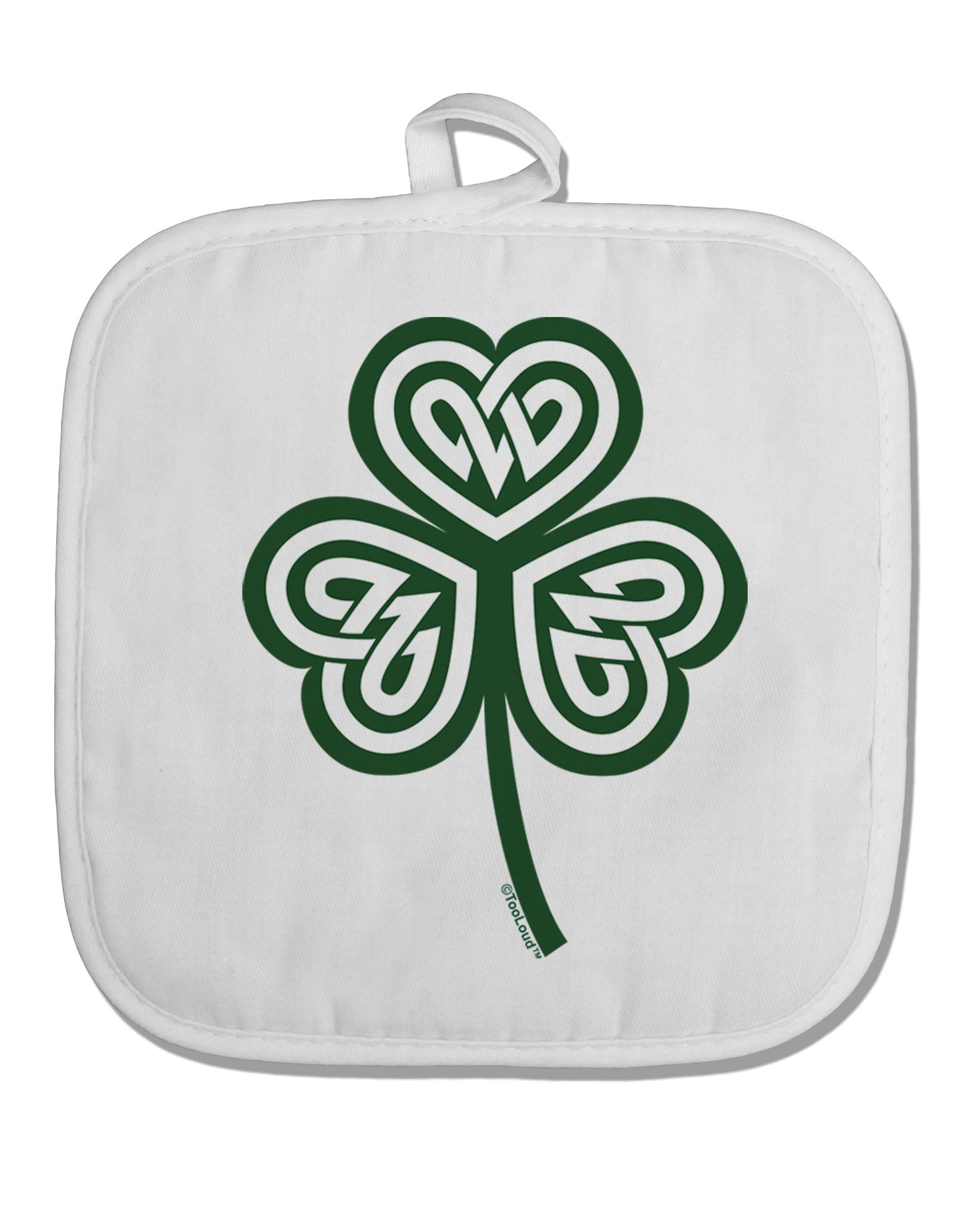 Celtic Knot Irish Shamrock White Fabric Pot Holder Hot Pad-Pot Holder-TooLoud-White-Davson Sales