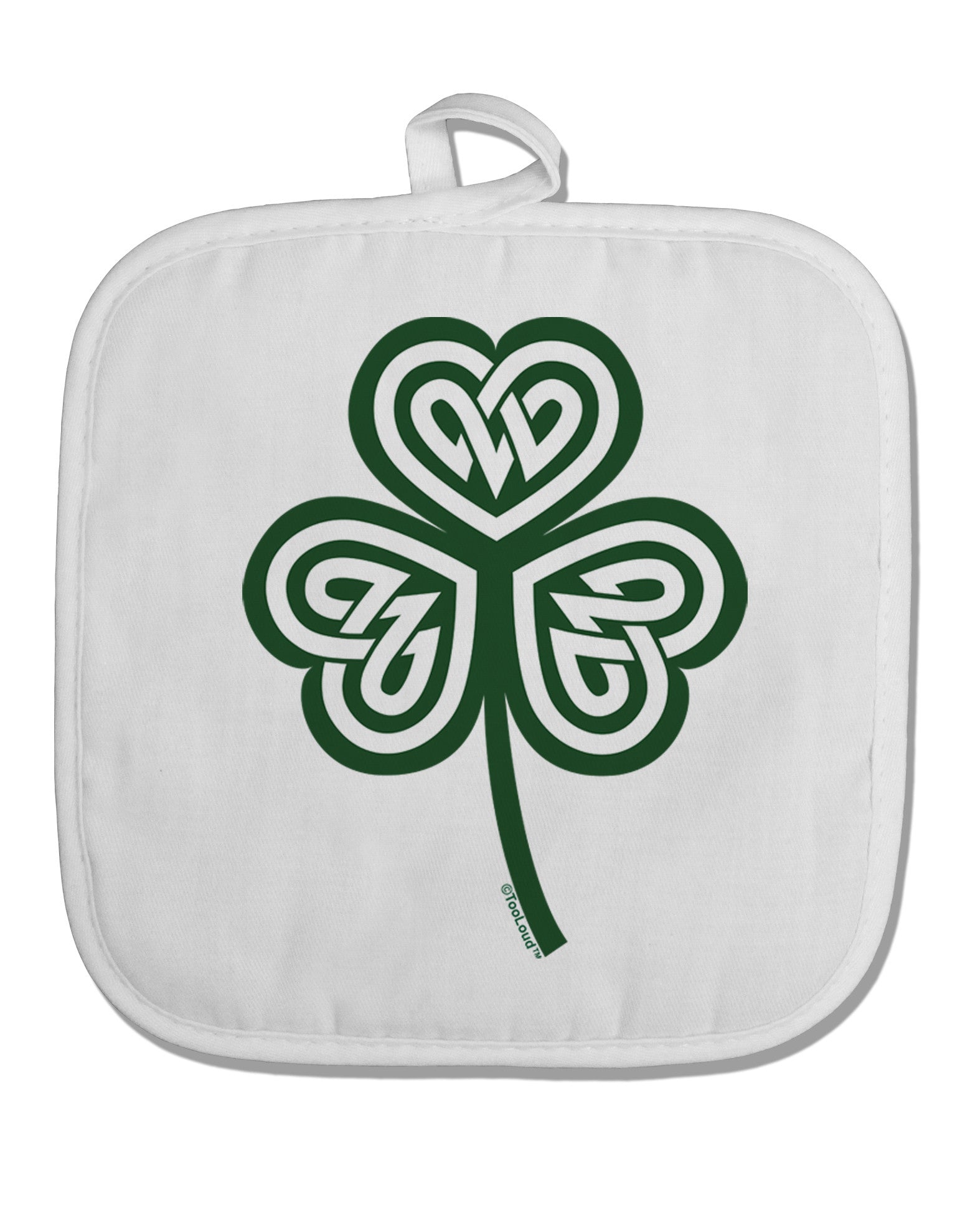 Celtic Knot Irish Shamrock White Fabric Pot Holder Hot Pad-Pot Holder-TooLoud-White-Davson Sales