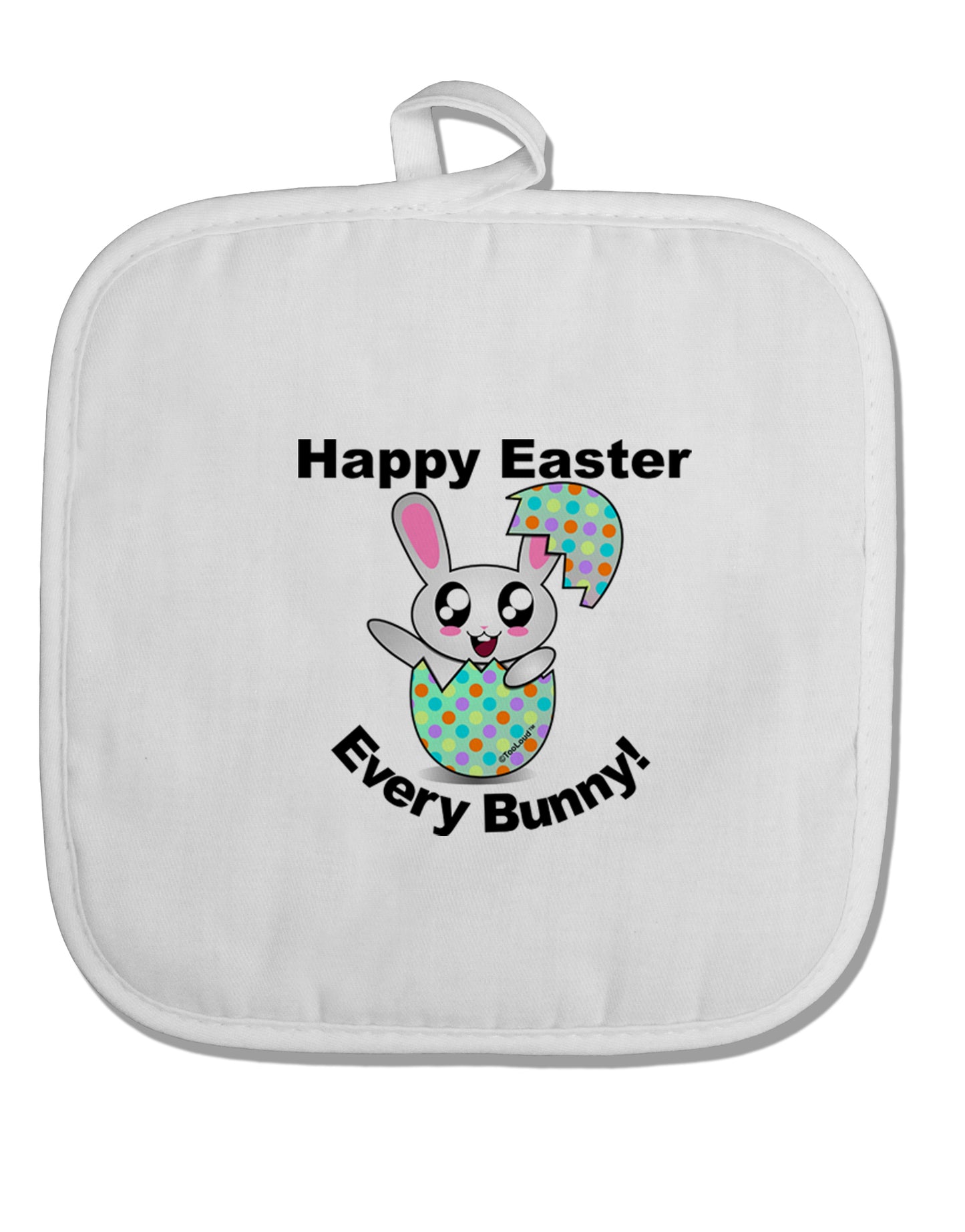 Happy Easter Every Bunny White Fabric Pot Holder Hot Pad by TooLoud-Pot Holder-TooLoud-White-Davson Sales