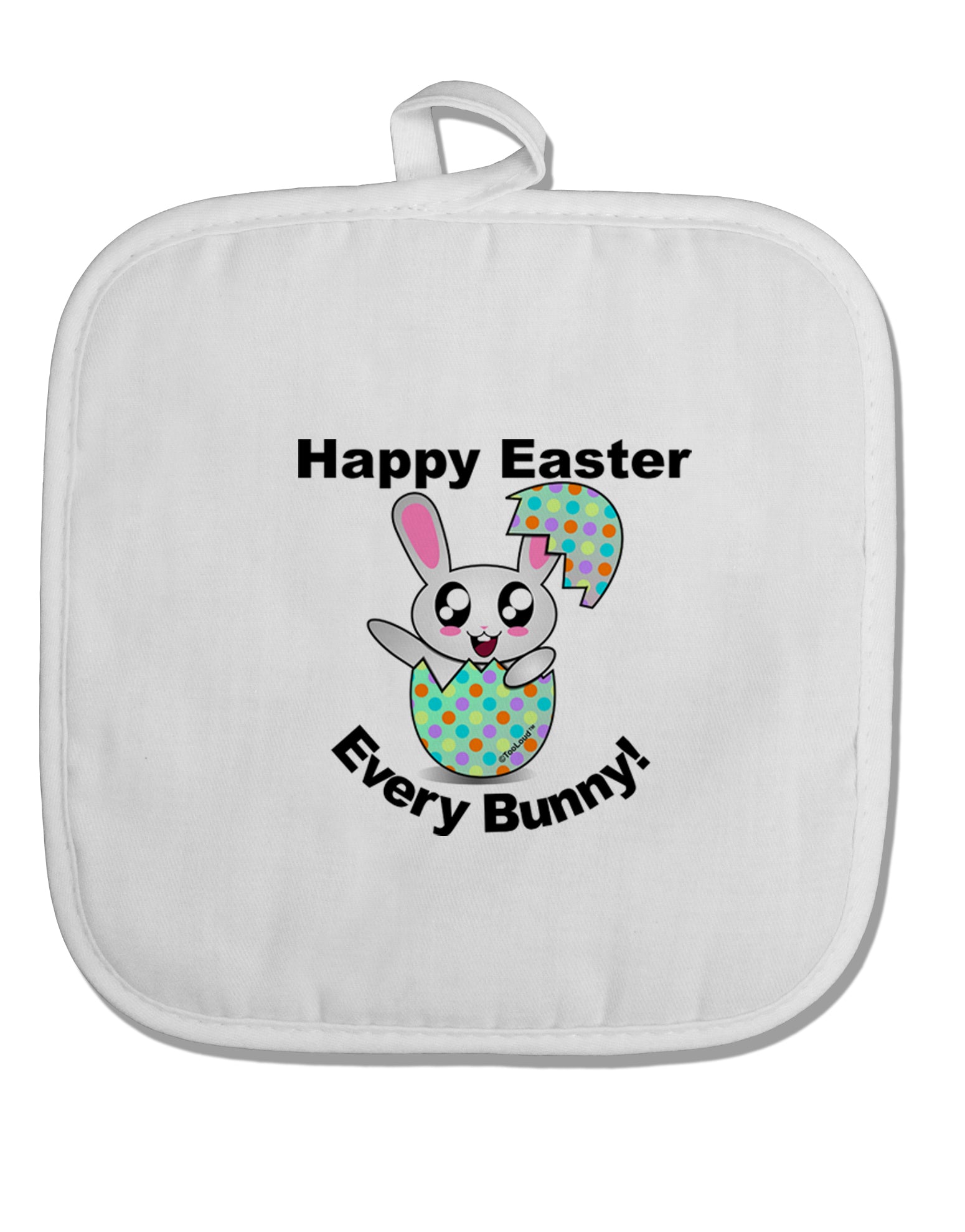Happy Easter Every Bunny White Fabric Pot Holder Hot Pad by TooLoud-Pot Holder-TooLoud-White-Davson Sales