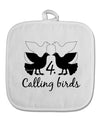 Four Calling Birds Text White Fabric Pot Holder Hot Pad-Pot Holder-TooLoud-White-Davson Sales