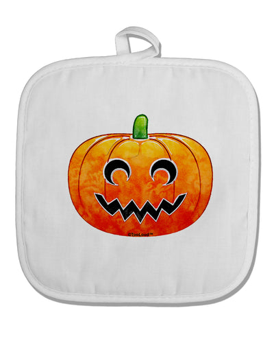 Jack-O-Lantern Watercolor White Fabric Pot Holder Hot Pad-Pot Holder-TooLoud-White-Davson Sales