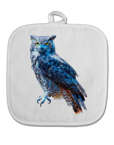 Colorful Great Horned Owl White Fabric Pot Holder Hot Pad-Pot Holder-TooLoud-White-Davson Sales