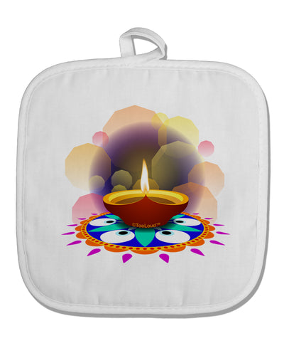 Festive Diya and Rangoli White Fabric Pot Holder Hot Pad by TooLoud-TooLoud-White-Davson Sales