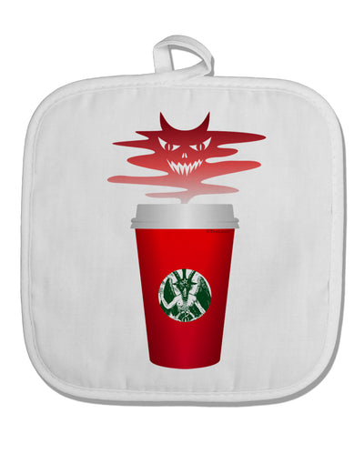 Red Cup Satan Coffee White Fabric Pot Holder Hot Pad by TooLoud-TooLoud-White-Davson Sales