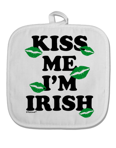 Kiss Me I'm Irish - Green Kisses White Fabric Pot Holder Hot Pad by TooLoud-Pot Holder-TooLoud-White-Davson Sales