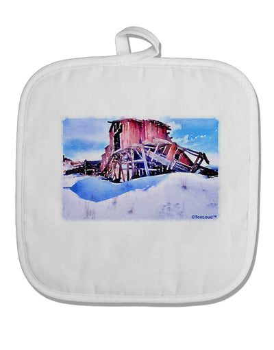 Victor Mines Colorado Watercolor White Fabric Pot Holder Hot Pad-Pot Holder-TooLoud-White-Davson Sales