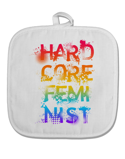 Hardcore Feminist - Rainbow White Fabric Pot Holder Hot Pad-Pot Holder-TooLoud-White-Davson Sales