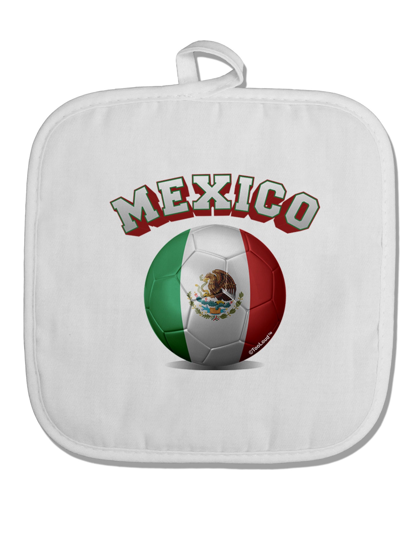 Soccer Ball Flag - Mexico White Fabric Pot Holder Hot Pad-Pot Holder-TooLoud-White-Davson Sales