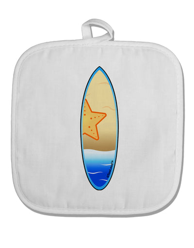 Starfish Surfboard White Fabric Pot Holder Hot Pad by TooLoud-Pot Holder-TooLoud-White-Davson Sales