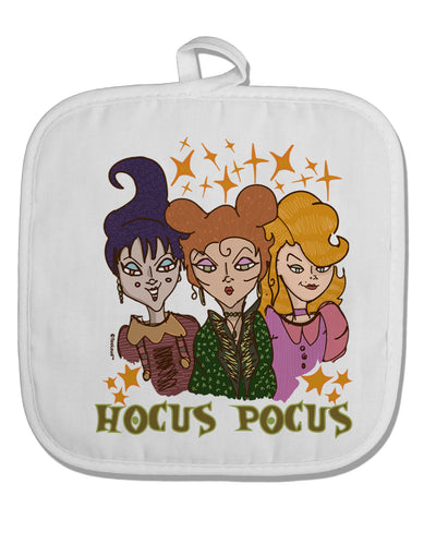 TooLoud Hocus Pocus Witches White Fabric Pot Holder Hot Pad-PotHolders-TooLoud-Davson Sales