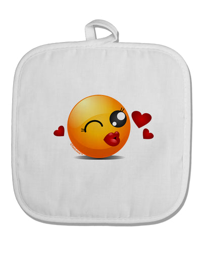 Kissy Face Emoji Girl White Fabric Pot Holder Hot Pad-Pot Holder-TooLoud-White-Davson Sales