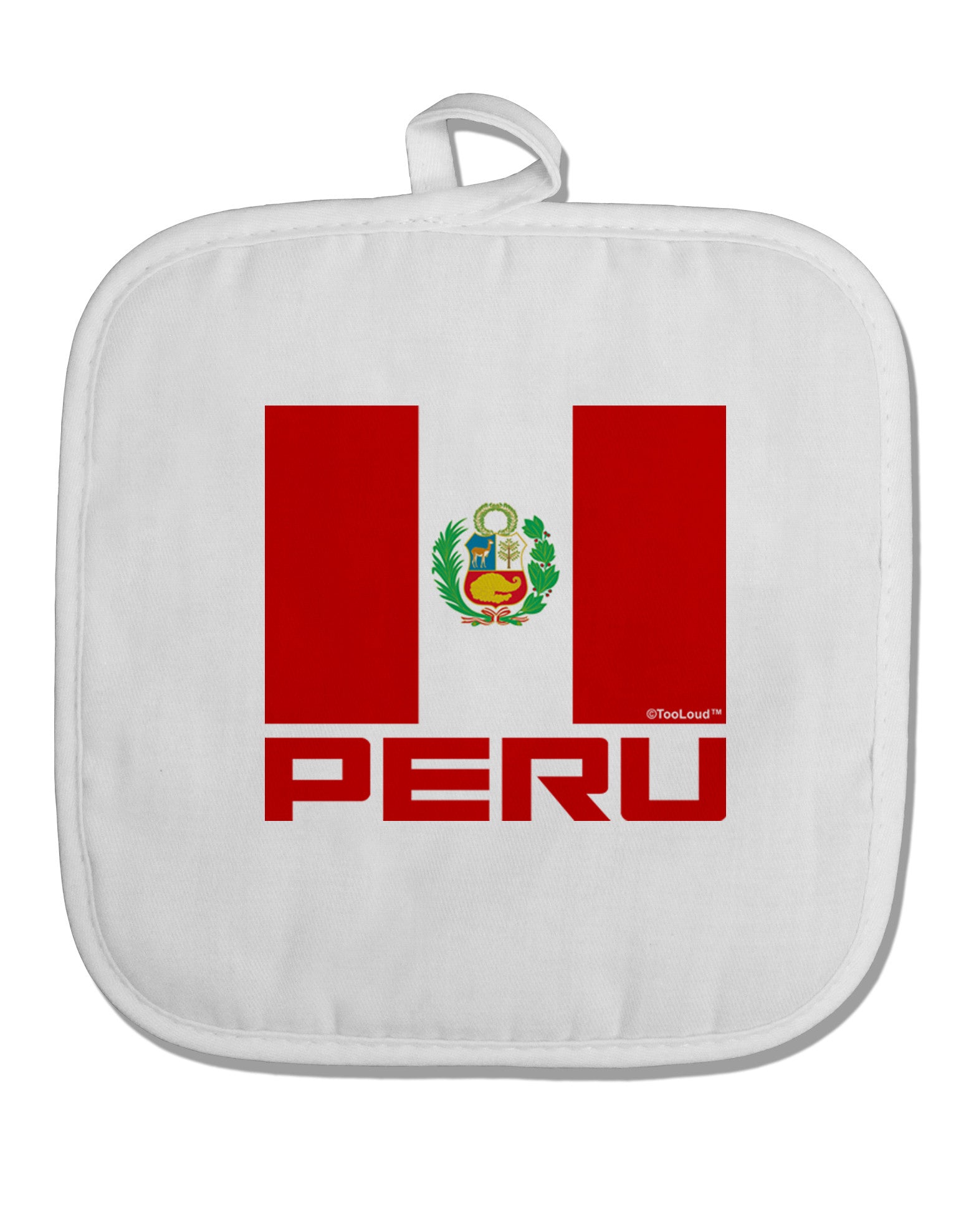 Peru Flag White Fabric Pot Holder Hot Pad-Pot Holder-TooLoud-White-Davson Sales