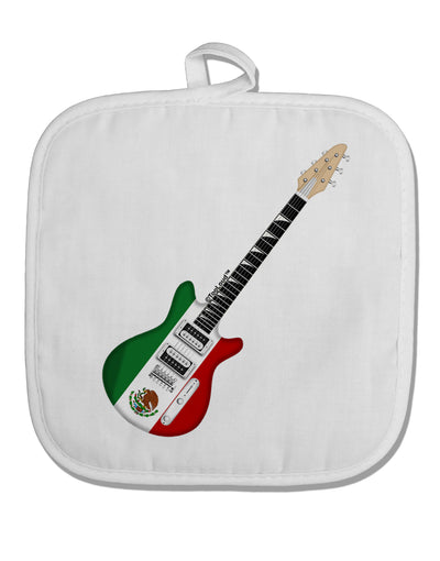 Mexican Flag Guitar Design White Fabric Pot Holder Hot Pad by TooLoud-Pot Holder-TooLoud-White-Davson Sales