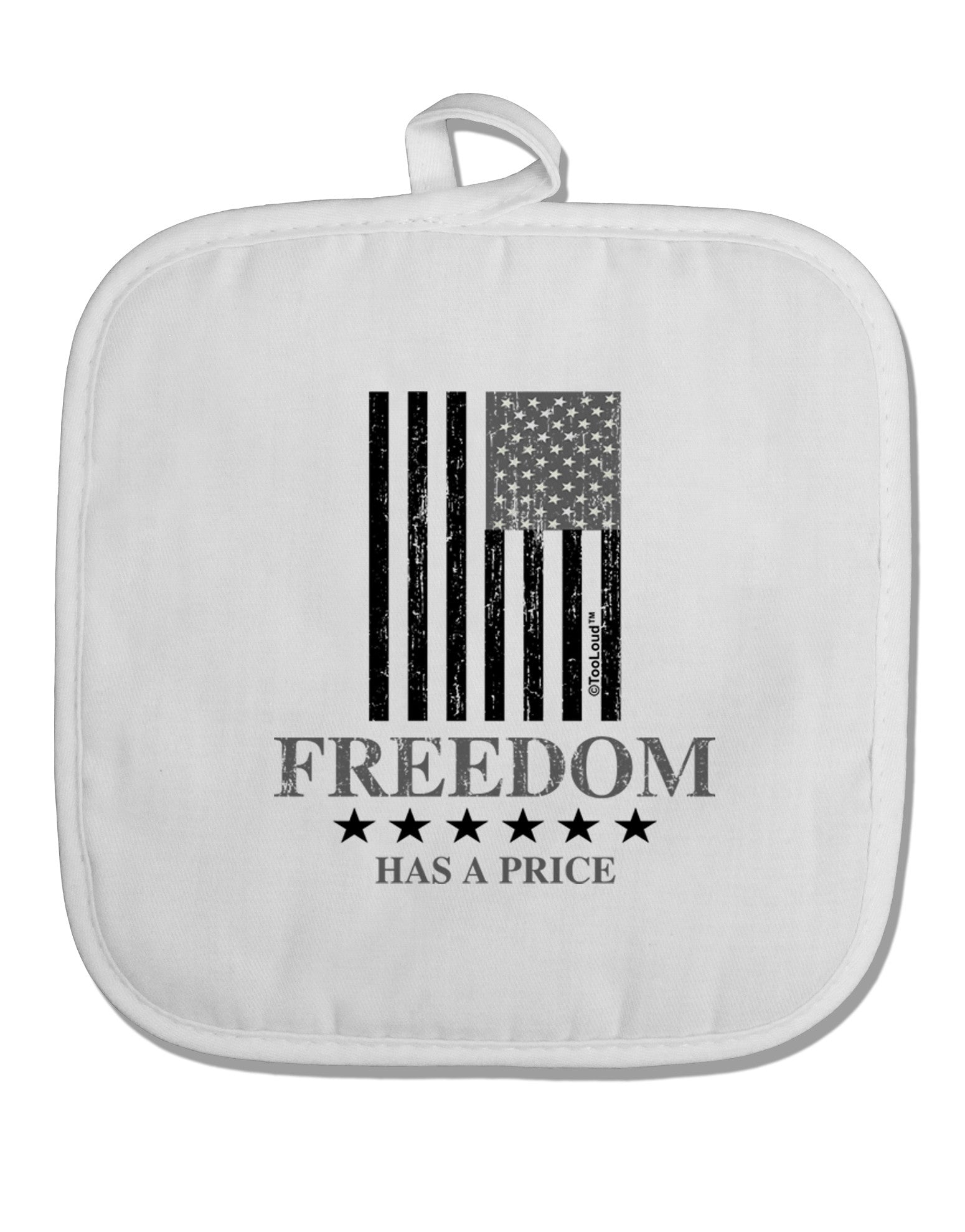 Freedom Flag BnW White Fabric Pot Holder Hot Pad-Pot Holder-TooLoud-White-Davson Sales