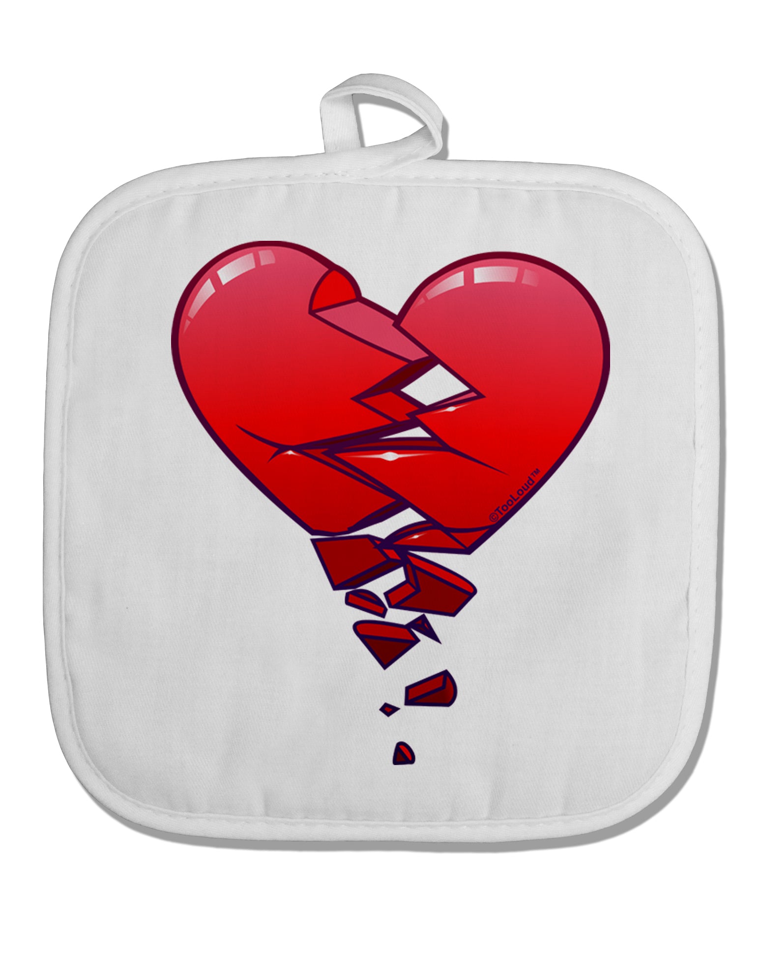 Crumbling Broken Heart White Fabric Pot Holder Hot Pad by TooLoud-TooLoud-White-Davson Sales