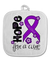 Hope for a Cure - Purple Ribbon Crohn’s Disease - Flowers White Fabric Pot Holder Hot Pad-Pot Holder-TooLoud-White-Davson Sales