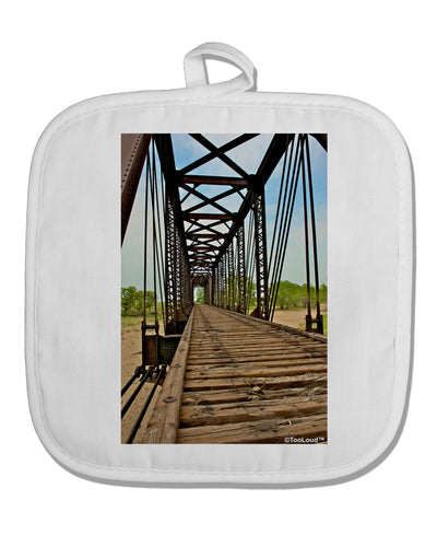 Colorado Landscape Bridge White Fabric Pot Holder Hot Pad-Pot Holder-TooLoud-White-Davson Sales