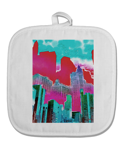 Chicago Abstract 2 Watercolor White Fabric Pot Holder Hot Pad-Pot Holder-TooLoud-White-Davson Sales