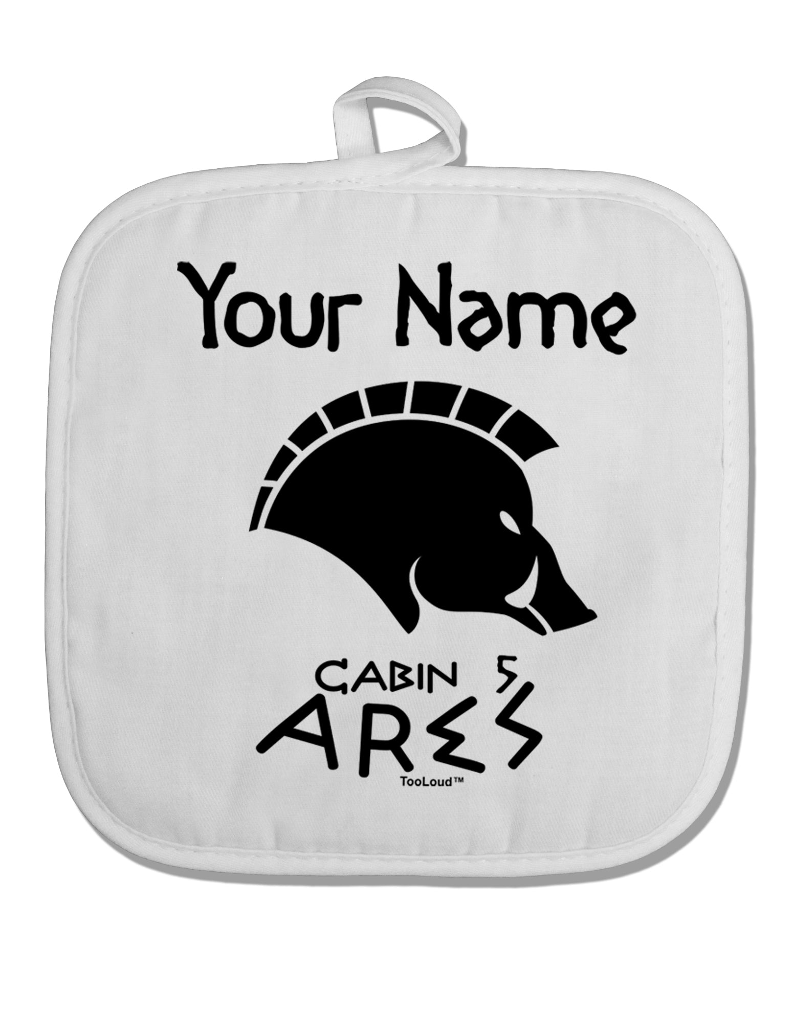 Personalized Cabin 5 Ares White Fabric Pot Holder Hot Pad by TooLoud-Pot Holder-TooLoud-White-Davson Sales