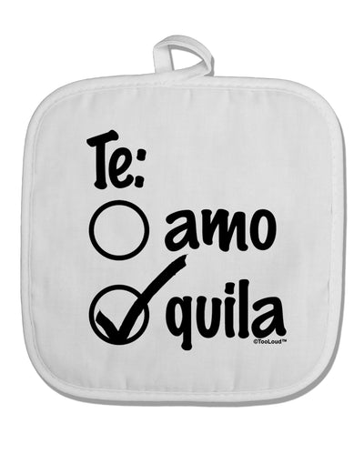 Tequila Checkmark Design White Fabric Pot Holder Hot Pad by TooLoud-Pot Holder-TooLoud-White-Davson Sales