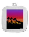 Palm Trees and Sunset Design White Fabric Pot Holder Hot Pad by TooLoud-Pot Holder-TooLoud-White-Davson Sales