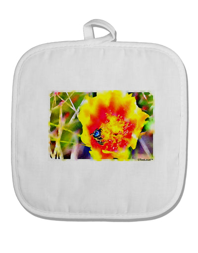 Bee Cactus Watercolor White Fabric Pot Holder Hot Pad-Pot Holder-TooLoud-White-Davson Sales