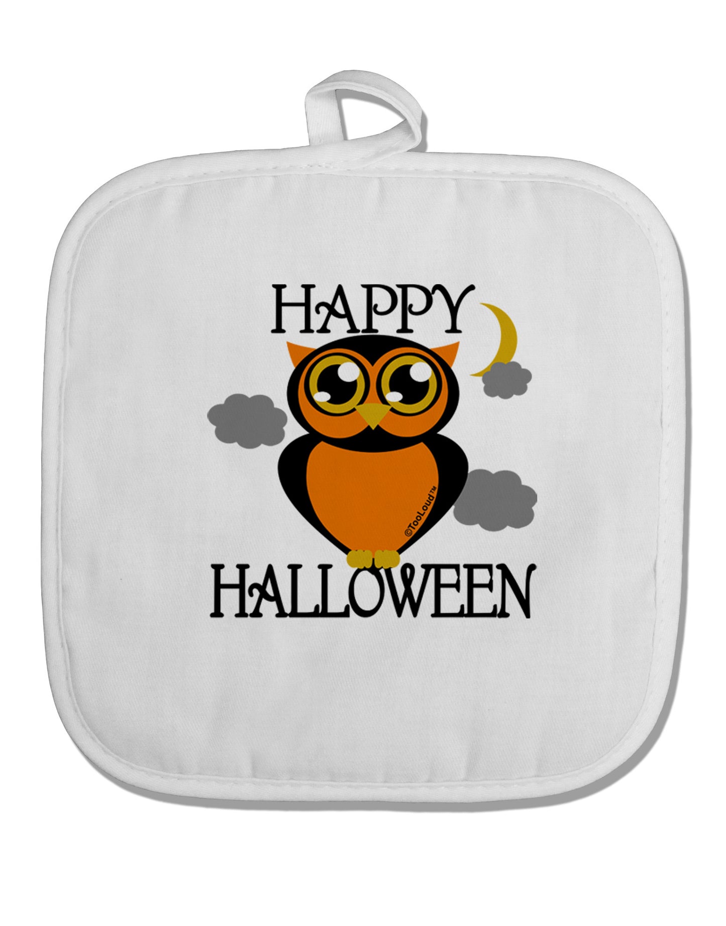 Owl Orange Text White Fabric Pot Holder Hot Pad-Pot Holder-TooLoud-White-Davson Sales