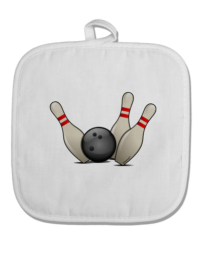 Bowling Ball with Pins White Fabric Pot Holder Hot Pad-Pot Holder-TooLoud-White-Davson Sales