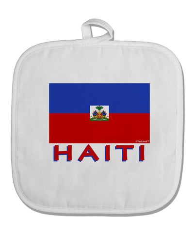 Haiti Flag White Fabric Pot Holder Hot Pad by TooLoud-Pot Holder-TooLoud-White-Davson Sales