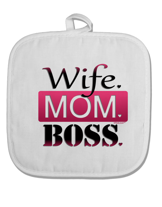 Wife Mom Boss White Fabric Pot Holder Hot Pad-Pot Holder-TooLoud-White-Davson Sales