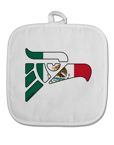Hecho en Mexico Eagle Symbol - Mexican Flag White Fabric Pot Holder Hot Pad by TooLoud-Pot Holder-TooLoud-White-Davson Sales
